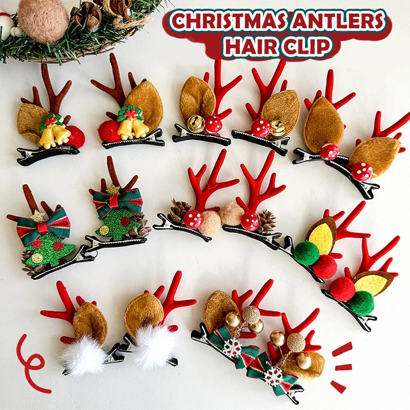 1Pc/Pair Cute Christmas Antlers Hair Clip For Women Girls Reindeer Antlers Cosplay Hair Clip Festival Hair Accessories Gifts