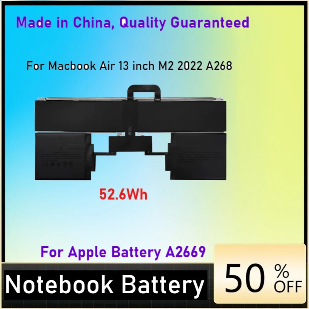 

11.54V 52.6Wh A2669 Laptop battery for apple macbook air 13" m2 2022 a2681 (EMC 4074) 661-26150 MLY23LL/A MLXX3LL/A MLXW3LL/A