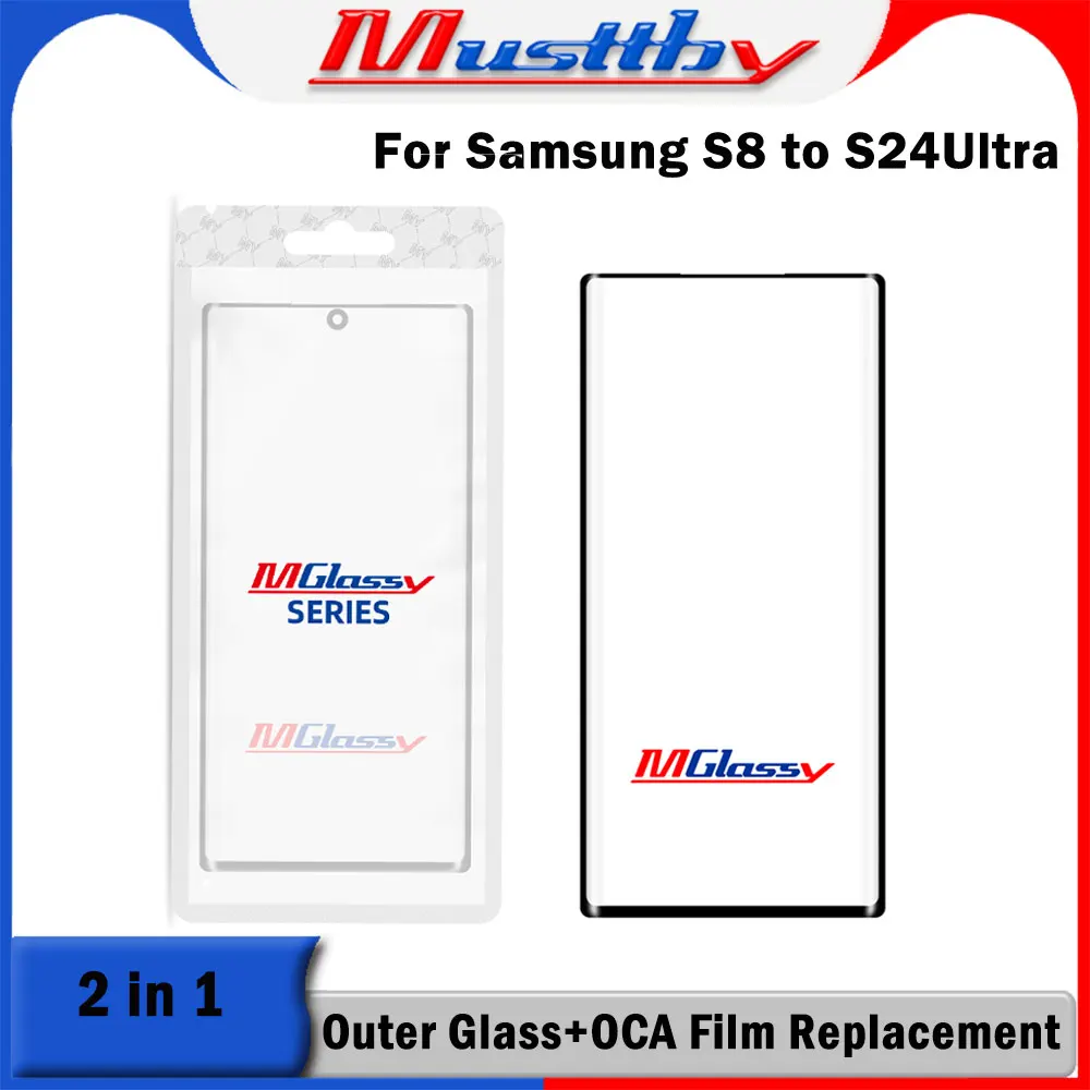 Musttby 5pc S22 S21 S24 Ultra S908 5G LCD Front Glass+ OCA For Samsung S23 S10plus S20 ultra LCD Curved Screen Replacement