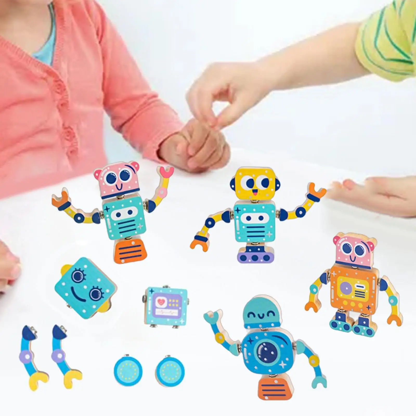 

5Pcs Puzzle Game Technology Toy Teaching Tools Developing Intelligent Handmade Crafts Game Gifts DIY Assembled Wooden Robots