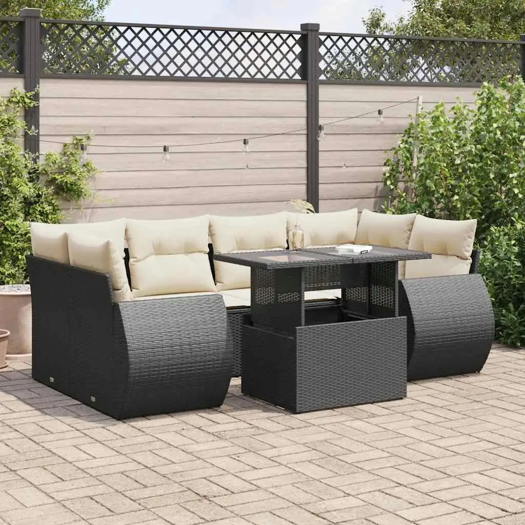

Stylish Black and Cream White Garden Sofa Set Outdoor Furniture Comfortable Seating for Patios and Backyards