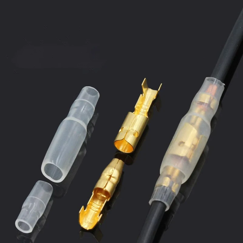 

50/100/500Sets 4.0 Bullet Terminal Car Electrical Wire Connector Diameter 4mm Pin Set Female + Male + Case Cold Press Terminal