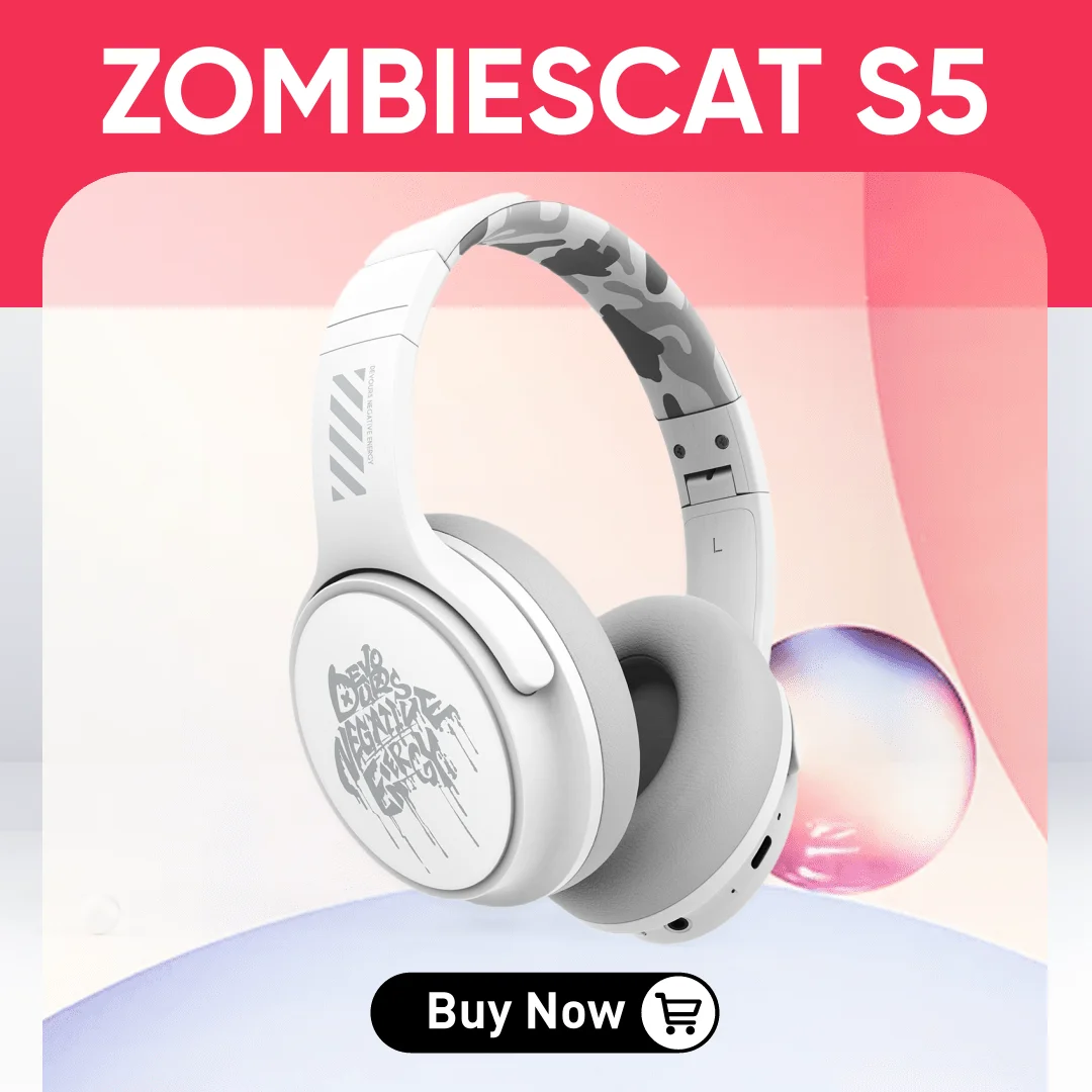 ZombiesCat S5 HiFi Bluetooth V5.3 Wireless Bluetooth Headphones Game Headset Earphones Leather Headphones For XIAOMI For Iphone