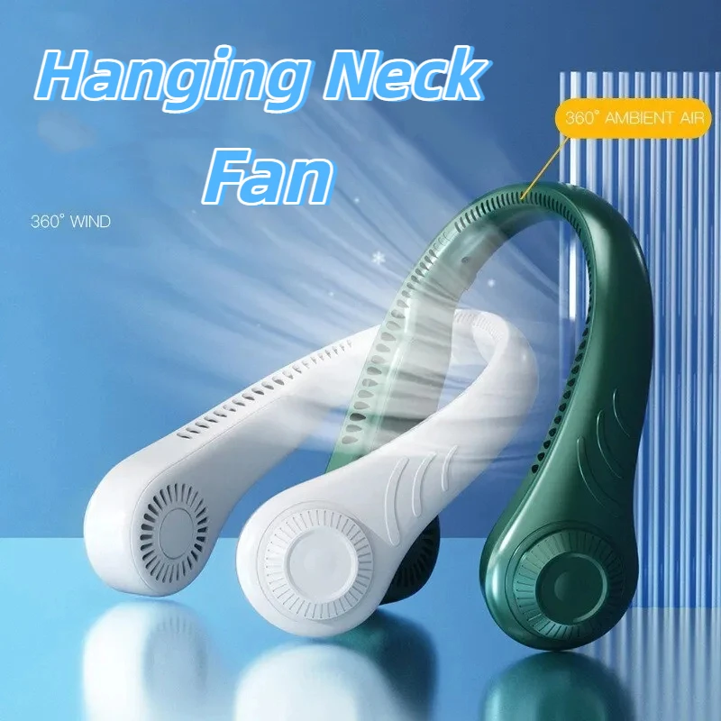 Portable Mini Hanging Neck Fan USB Rechargeable Bladeless Air Cooler 360 Degree Neck Strap Fan Outdoors Cooling Tools 2025