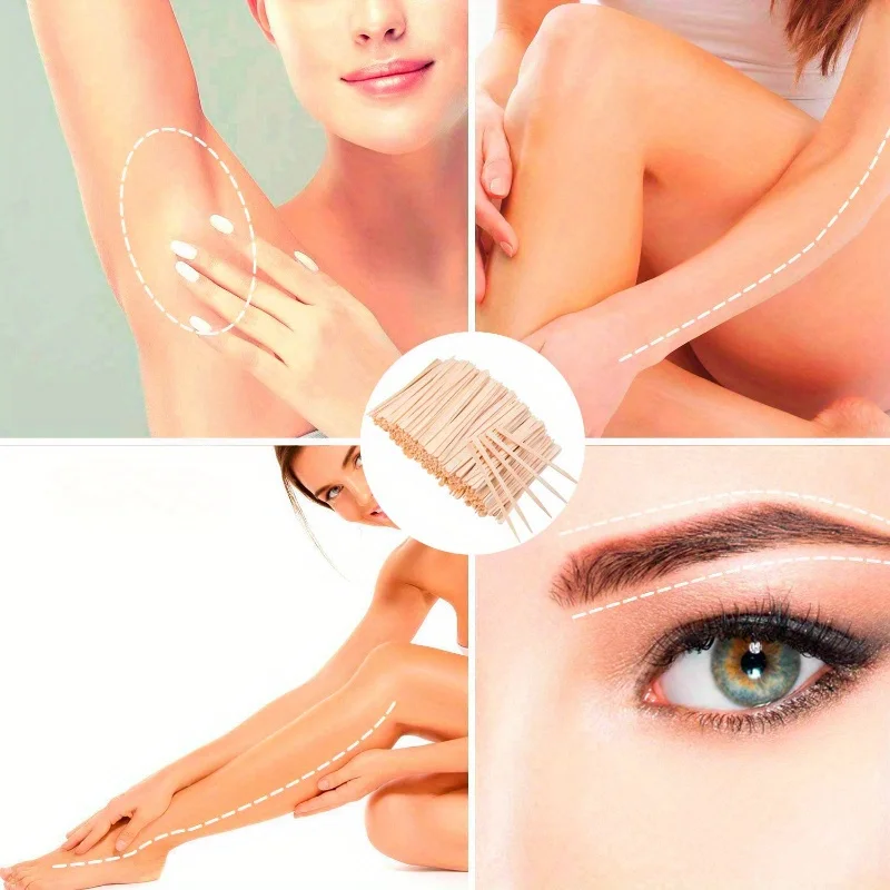 200Pcs Disposable Wooden Stick Face Wax Sticks Depilation Spatula Body Eyebrow Applicator Smooth Tongue Depressor Beauty Tools view 3