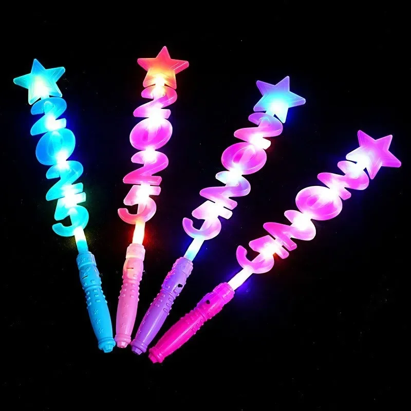 2025 New Glow Sticks Flashing LED Light Sticks Glow In The Dark Party Supplies Kids Light Up Toys For Christmas New Year Gift