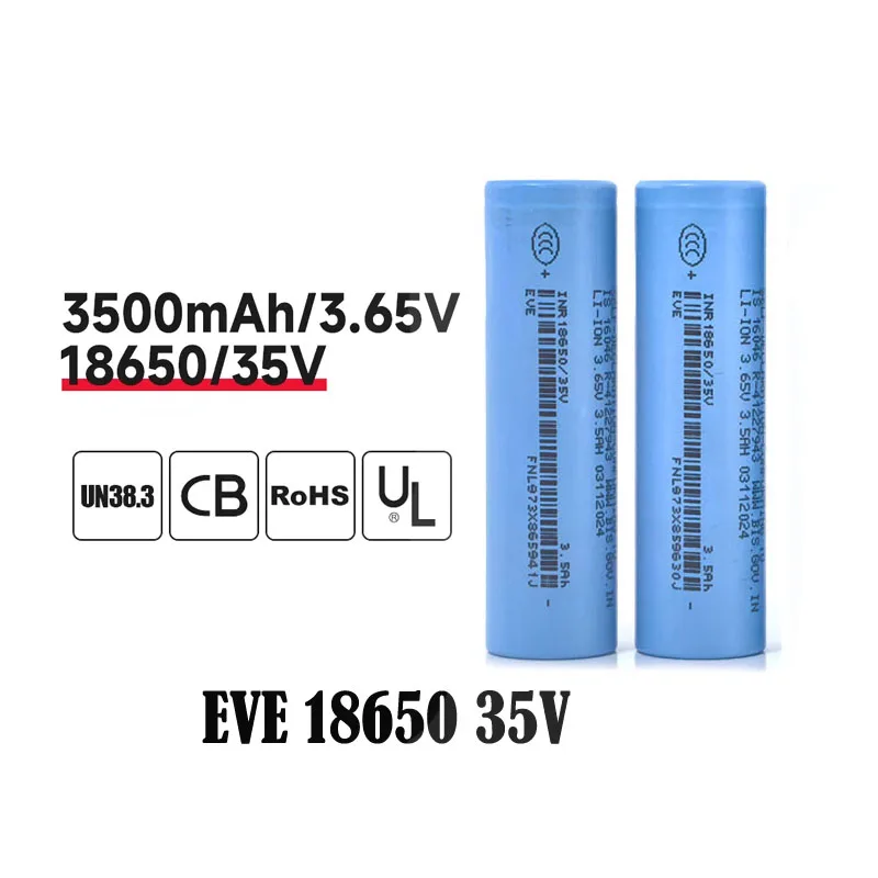 

10-100pcs EVE INR18650-35V 3500mAh 5C Battery Rechargeable Cylindrical Lithium Battery For Consumer Electronics Power Tool