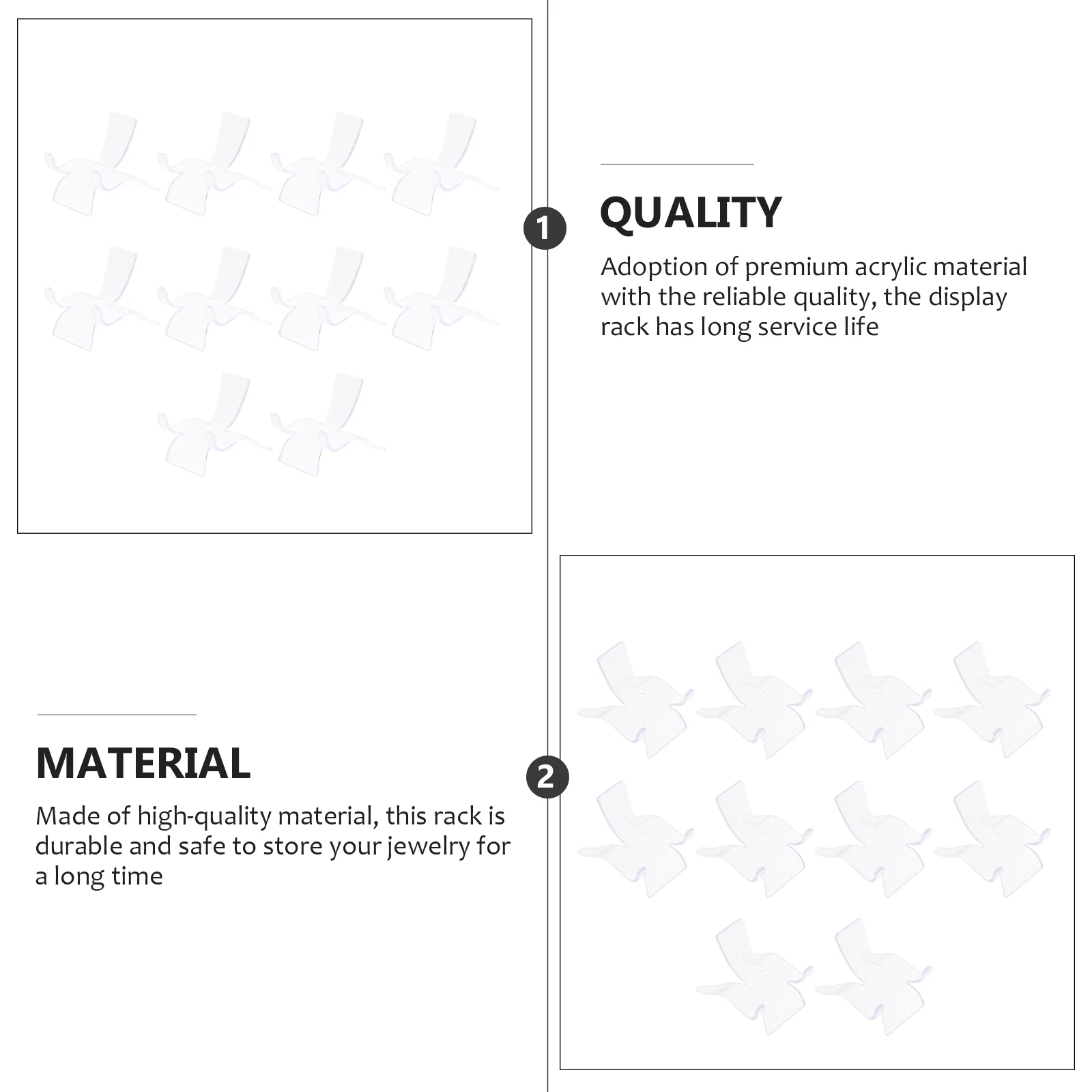 

10pcs Crystal Display Rack Acrylic Jewelry Stand Mineral Holder Collection Base For Home Party Festival Decor Show Storage Gift