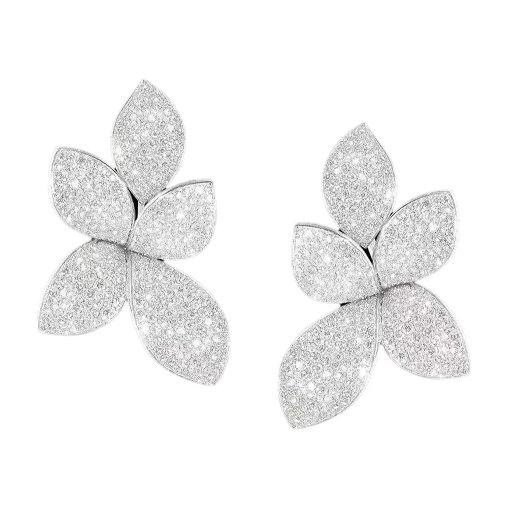 

BELLUX Цветочные дизайнерские серьги люксового бренда с имитацией ушей-манжеты, серьги-клипсы из серебра 925 пробы Серебряные серьги-каффы Женские серьги