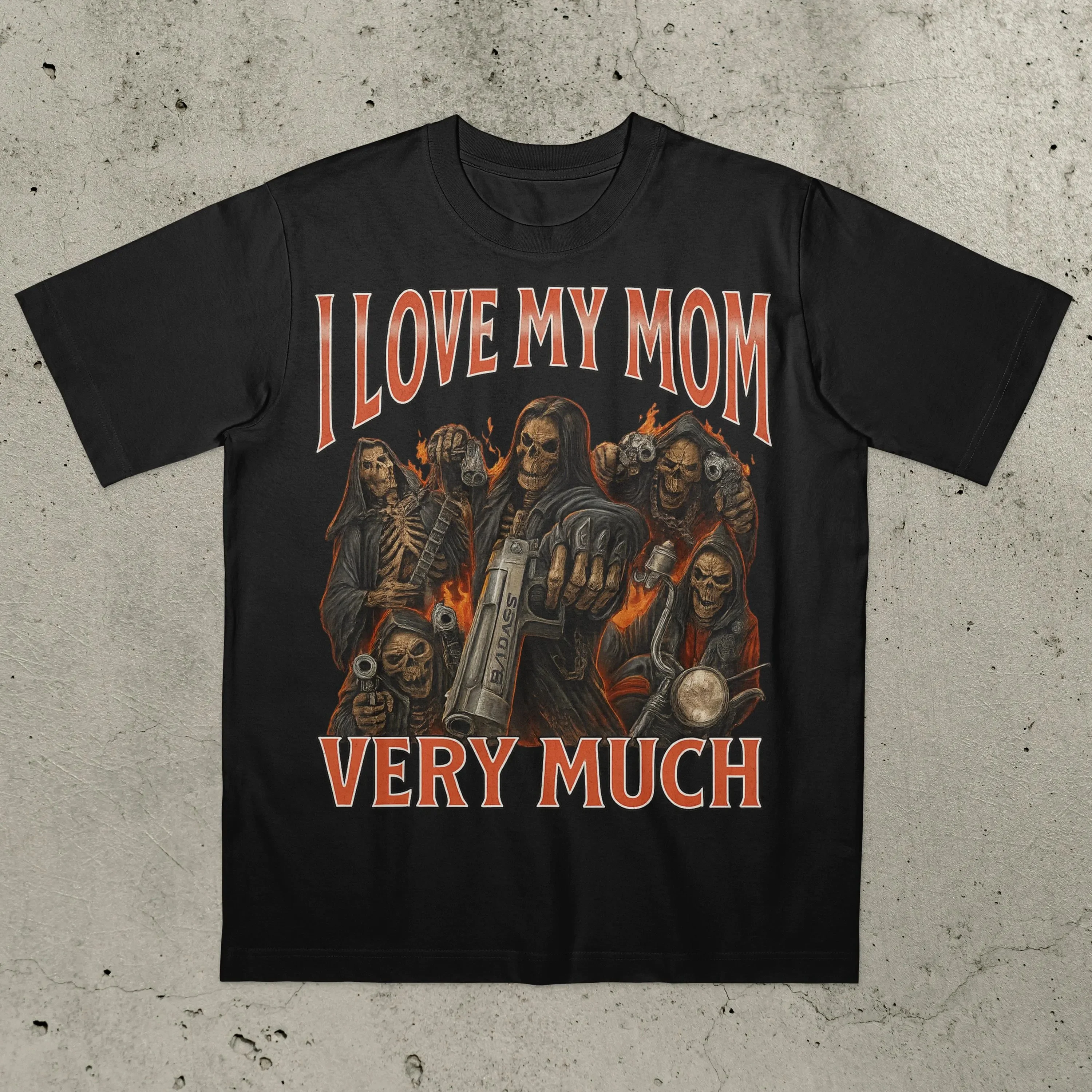 

I Love My Mom Very Much Funny Skeleton Meme T-Shirt Men's and Women's Short Sleeve Cotton Tee Summer Shirt Y2k Tops Men Clothing