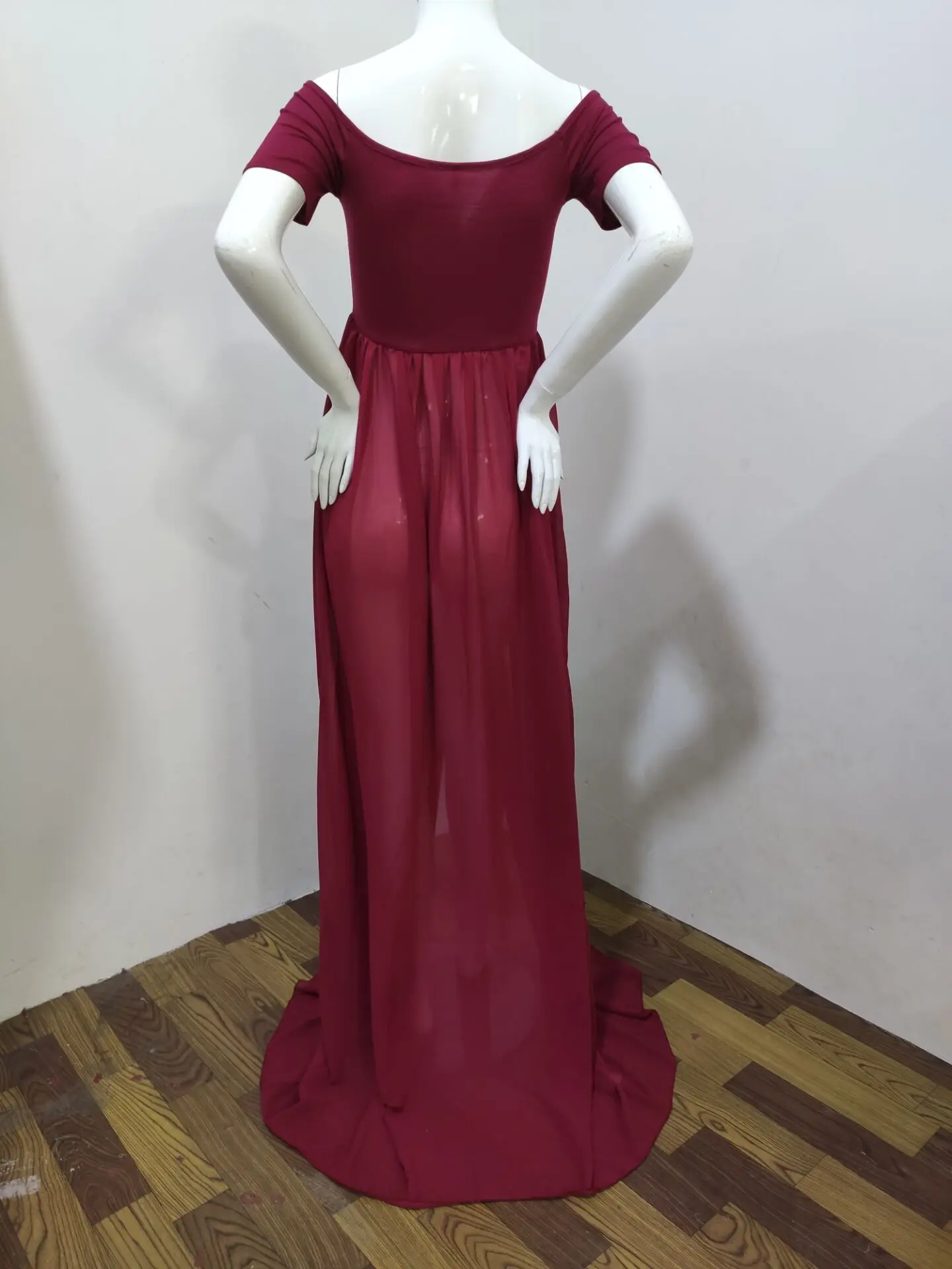 ALTERPhotographie-Robe de Grossesse pour Femme, Tenue Maxi à Épaules Dénudées pour Séance Photo