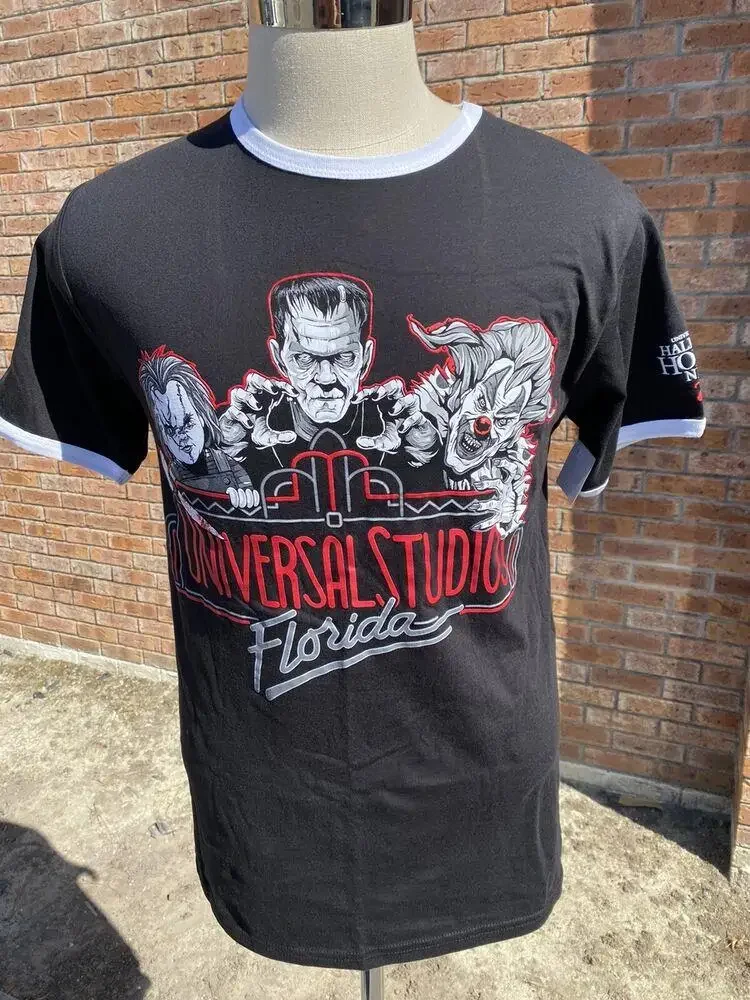 

Universal Halloween Horror Nights 2021 Retro Marquee Ringer T-Shirt Monsters MD