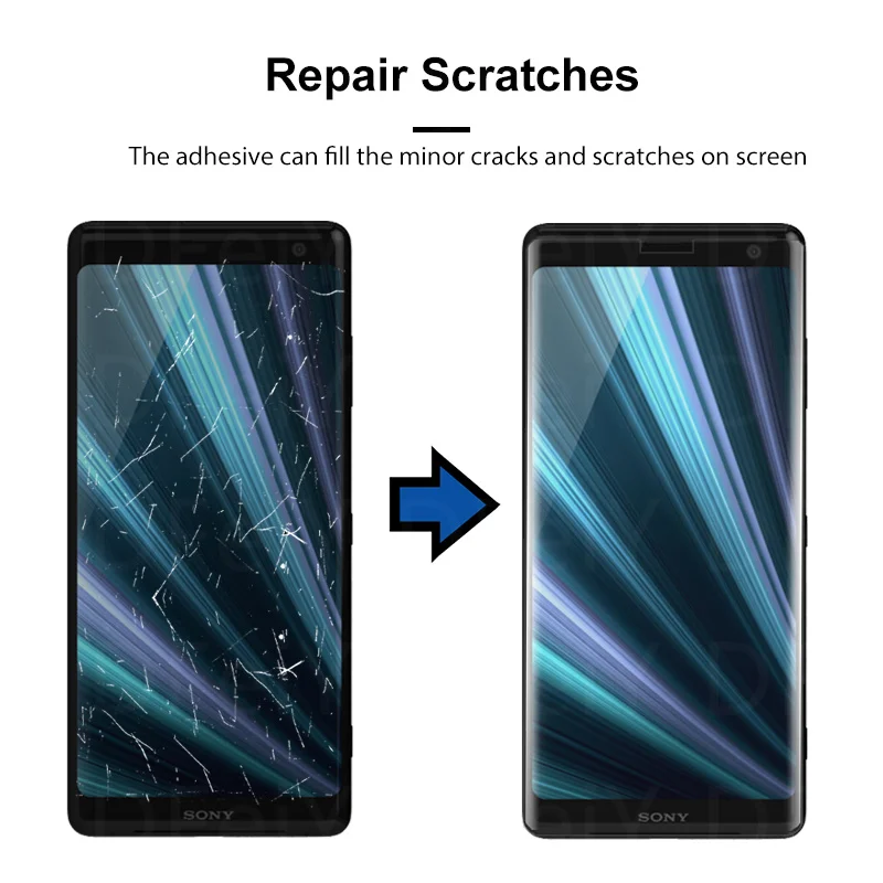 Protector de pantalla UV para Sony Xperia XZ3, película de vidrio templado, pegamento de pantalla completa para Xperia XZ3, cubierta completa de vidrio UV