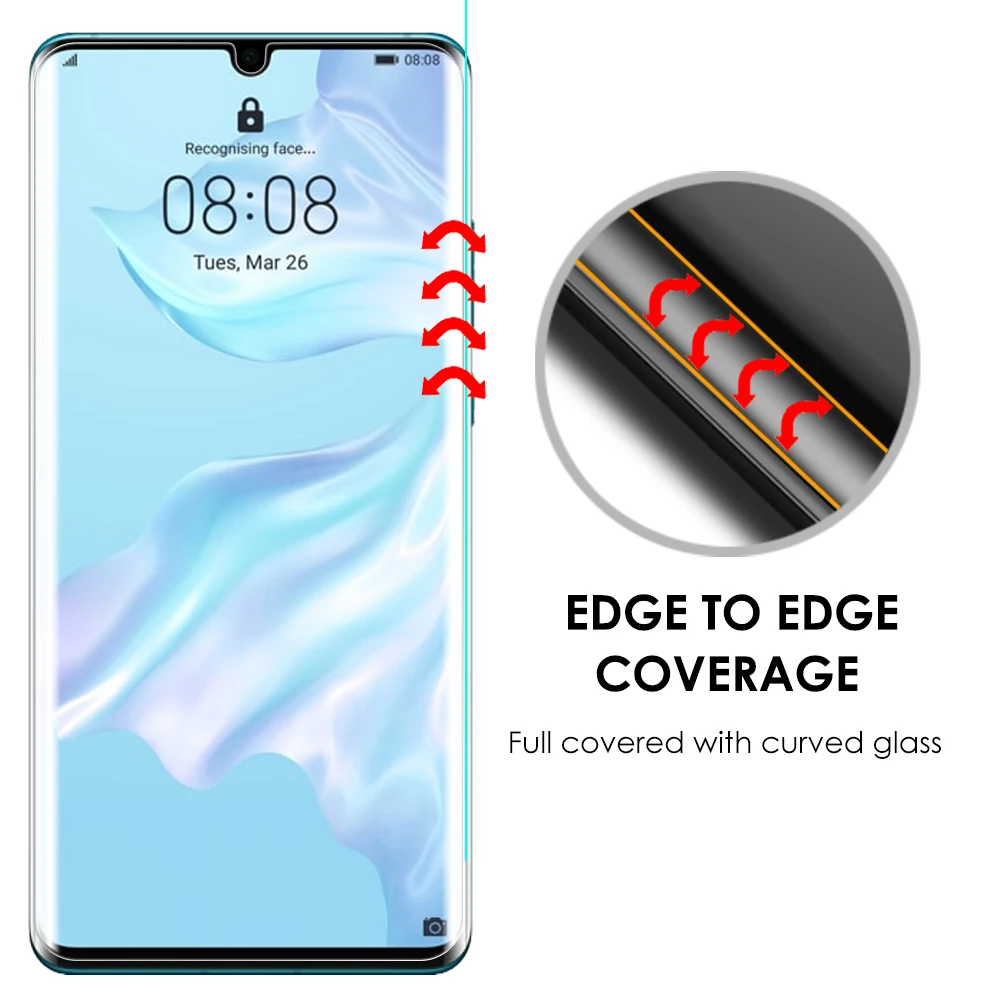 Akcoo P30 Pro Gehard Glas UV volledige lijm voor Huawei P30 Pro screenprotector screenenguard Glasfilm met Oleofobe Coating