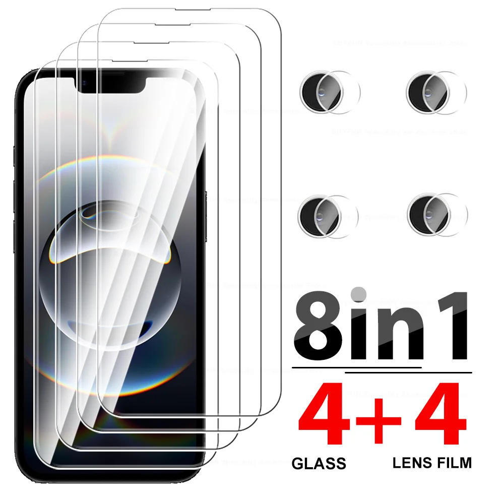 8In1 Protective Glass Case For Apple iPhone 16e 5G I Phone16 Ifone 16e 16 e e16 Iphone16e 2025 Camera Lens Screen Protectors ﻿