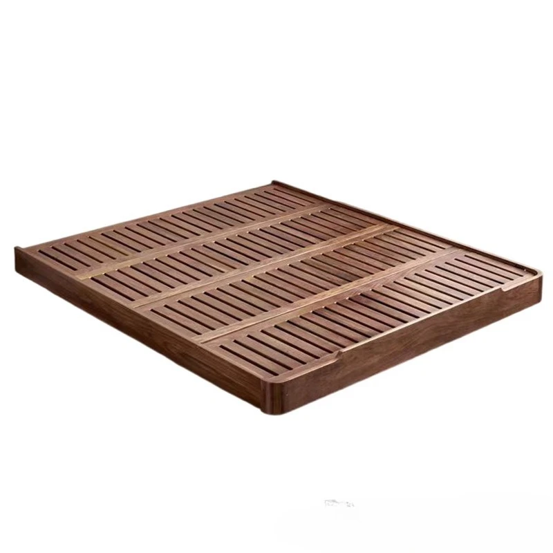 Black walnut no bedside suspended tatami bed, small apartment bed, all solid wood bed, double frame short bed