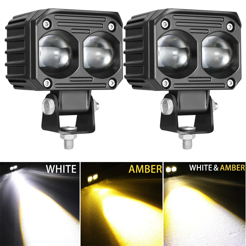 

2.5" LED Fog Lights for Motorcycle Car SUV ATV, Dual White/Yellow Beam, IP67 Waterproof All-Weather Off-Road