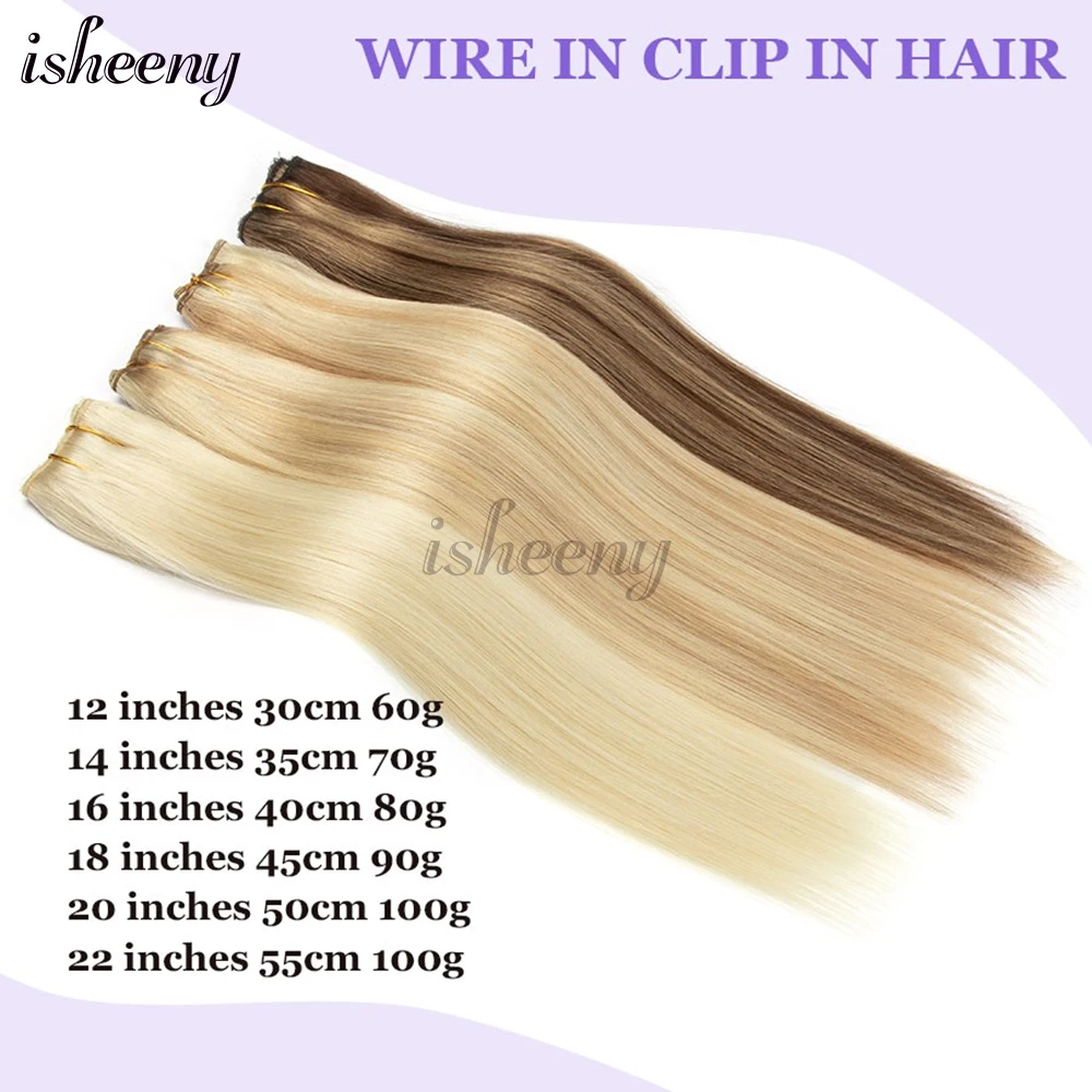 70G-100G Draad In Human Hair Extensions Rechte Natuurlijke Haarextensies Dik Haar Einde Hoogtepunt Haarstukje Onzichtbare vislijn