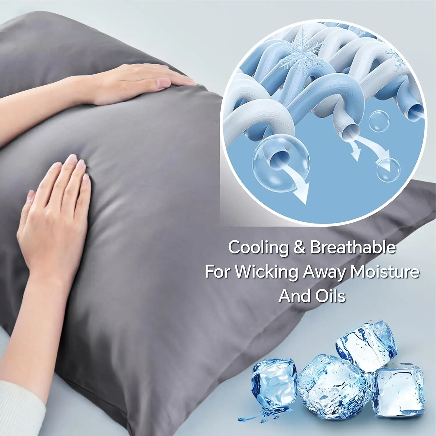 2pcs Bamboo Pillowcase for Hot Sleepers & Night Sweats Softness Cooling Pillow Cover with Envelope Closure