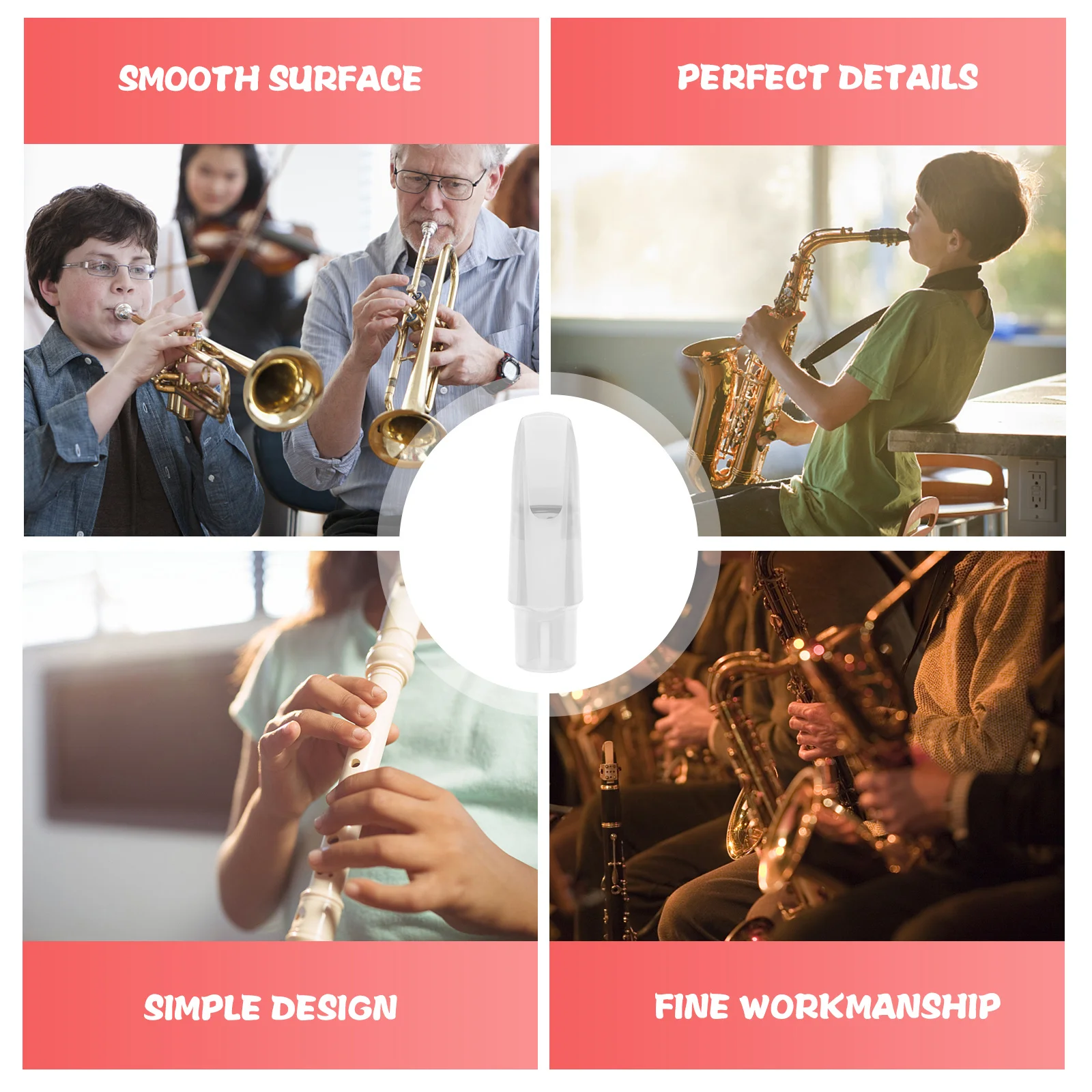 

Alto Saxophone Mouthpiece Acrylic Transparent Head Durable Replacement For Tenor Saxophone Smooth Surface Musical