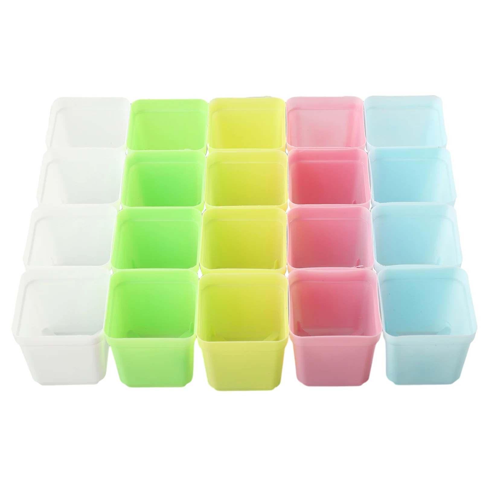 20pcs Plastic Mini Basin Square Flower Pot Succulent Plant Trays Home Office Decor DIY 5.5*5.5*4.5cm Garden Supplies Flower Pots