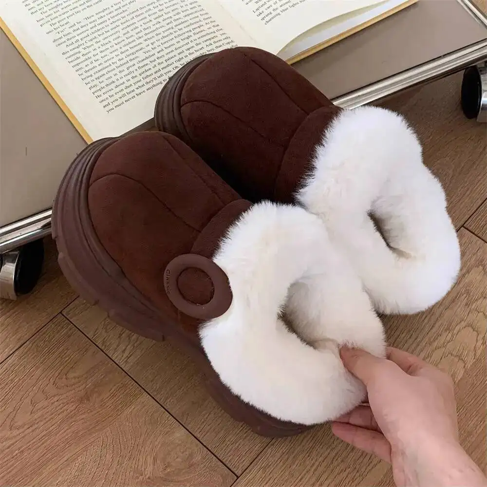 

Women Cotton Plush Shoes Thick Sole Snow Boots For Women 2025 Winter New Slip-On Warm Fleece-Lined Cotton Boots Furry Shoes