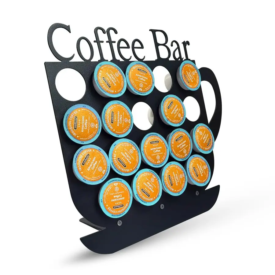 

Держатель для кофейных капсул K-Cup, металлическая подставка в стиле кофейной стойки, на 19 капсул, органайзер для кухни или офиса, черный