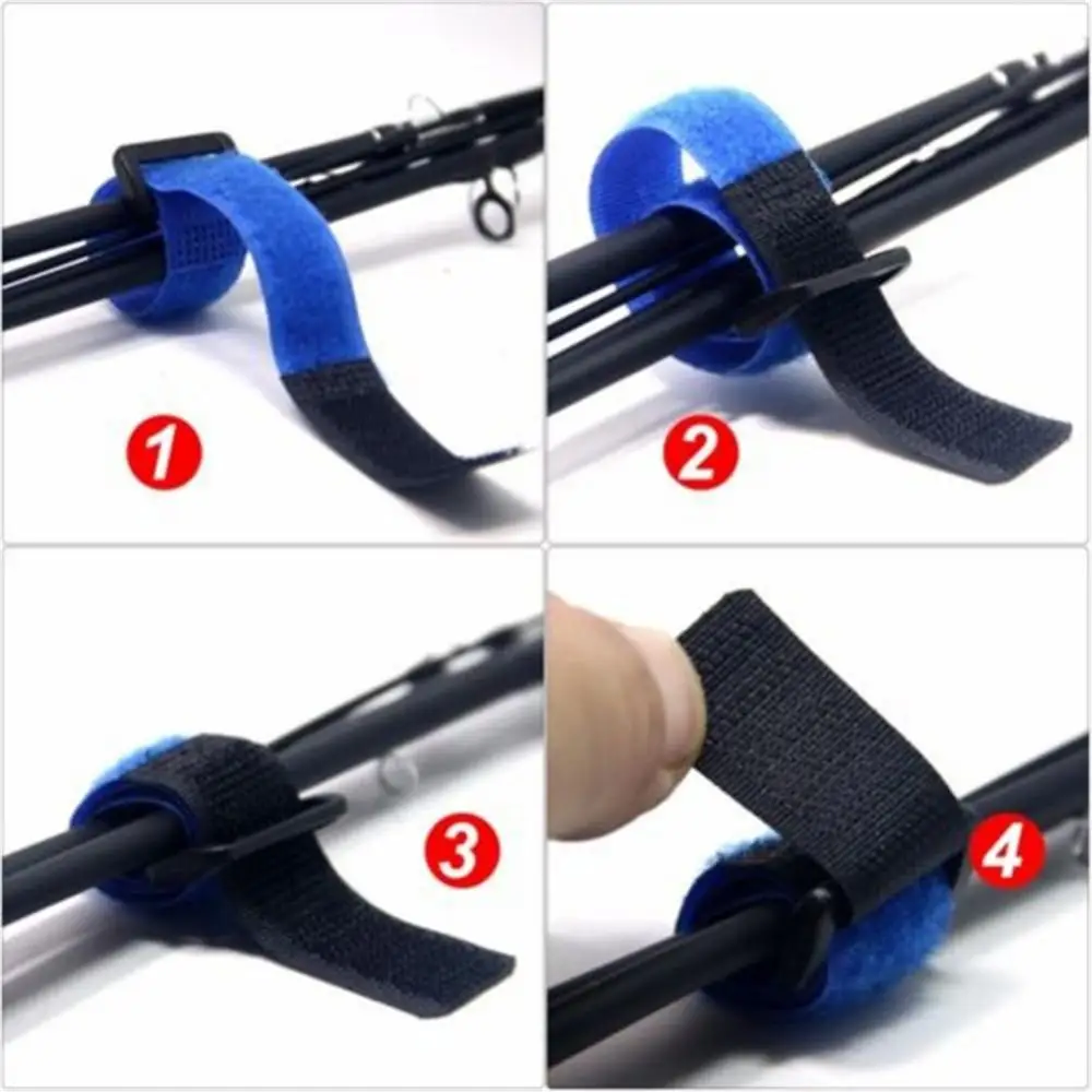 10Pcs Reusable Fishing Rod Tie Magic Tape Bands Belt Straps Fish Accessories Suspenders Fastener Hook Loop Cable Cord Ties Belt