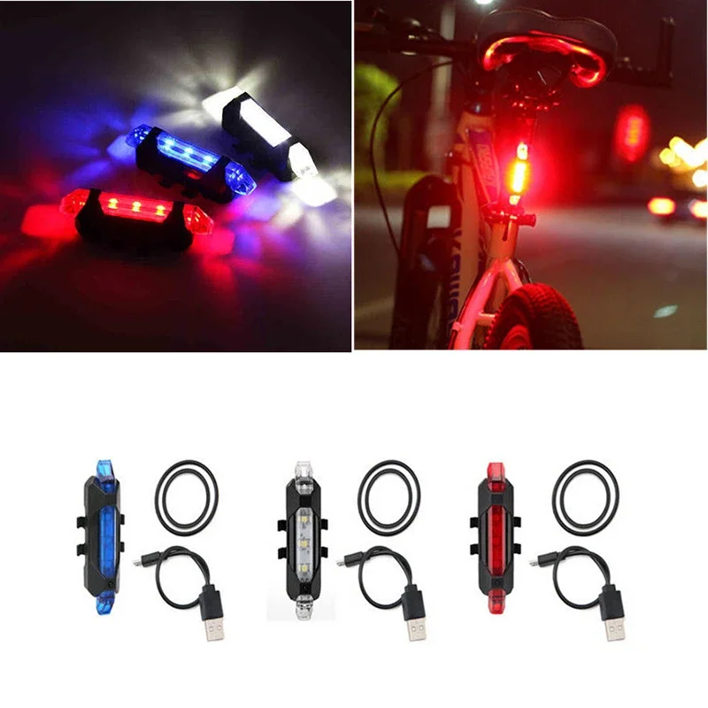 Bicycle Rear Light Waterproof USB Rechargeable LED Safety Warning Lamp Bike Flashing Accessories Night Riding Cycling Taillight