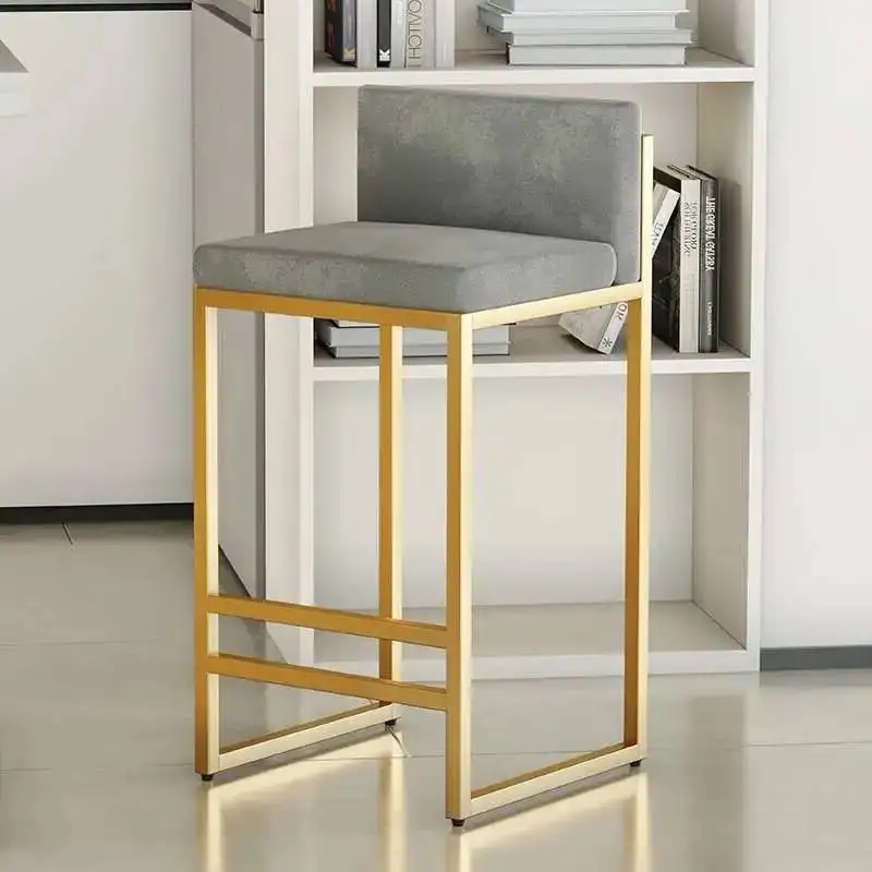 

Short Backrest Chairs Counter Height Metal Legs Retro Nordic Minimalistic Restaurant Chair Breakfast Hocker Dinning Furniture