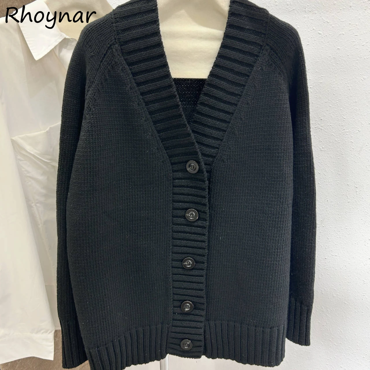 Aesthetic Cardigans Women Fashion Autumn Coats Y2k Simple Solid Korean Style High Street Casual Slouchy All-match Temper Chic