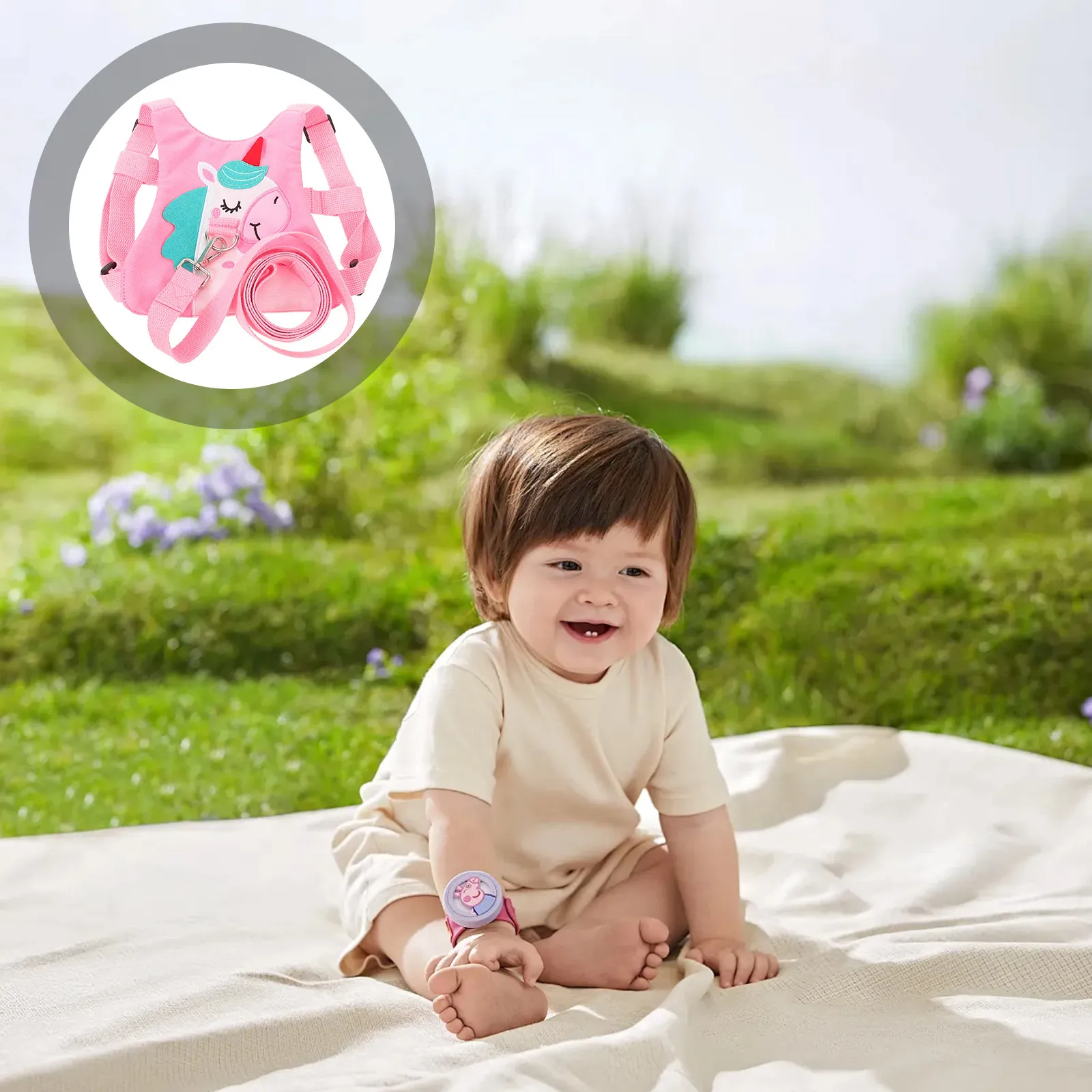

Unicorn Toddler Harness with Adjustable Leash and Safety Wristband for Outdoor Travel Walking Park Shopping Baby Anti Lost