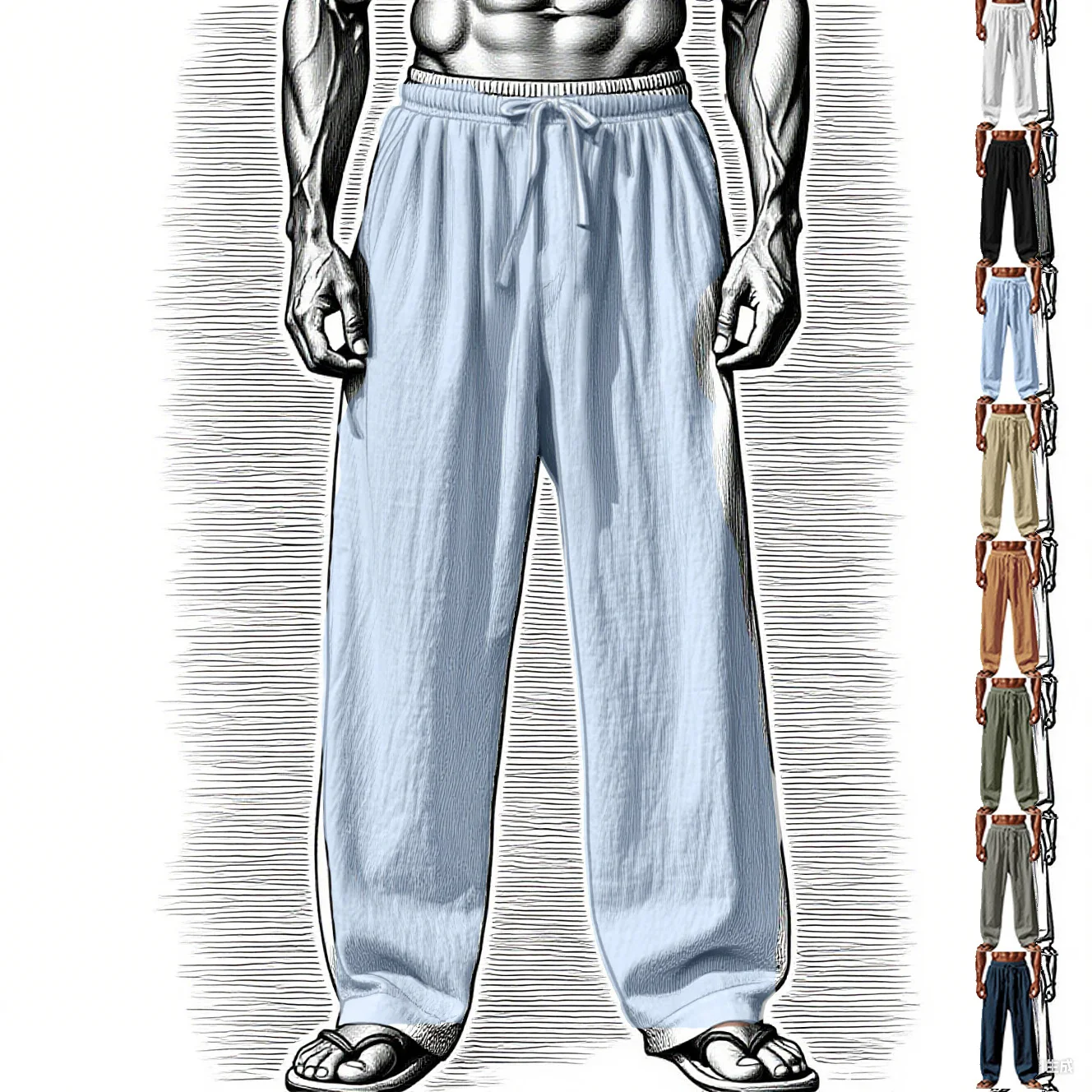 

Новинка 2024 года, мужские хлопковые льняные брюки, мужские осенние новые дышащие однотонные льняные брюки, уличная одежда для фитнеса, S-3XL