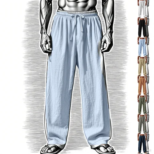 2025 nuevos pantalones de lino y algodón para hombre, nuevos pantalones de lino transpirables de Color sólido para otoño, ropa de calle deportiva S-3XL