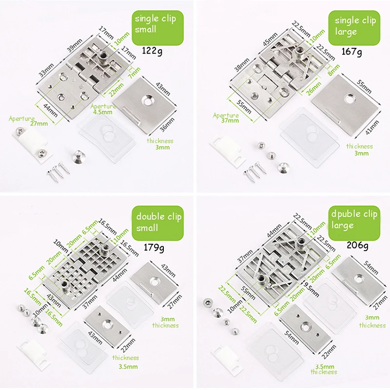 Wine Cabinet Door Glass Hinge Single/Double Side Clip Arc Surface Hinge Display Cabinet Hinge 90/180 Degree Easy to Install