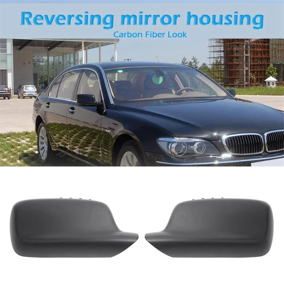 1Pair Car Rearview Mirror Covers Trim Caps for BMW E65 E66 E67 E46 Coupe E46 Cabrio 51167074236 51167074235 Black