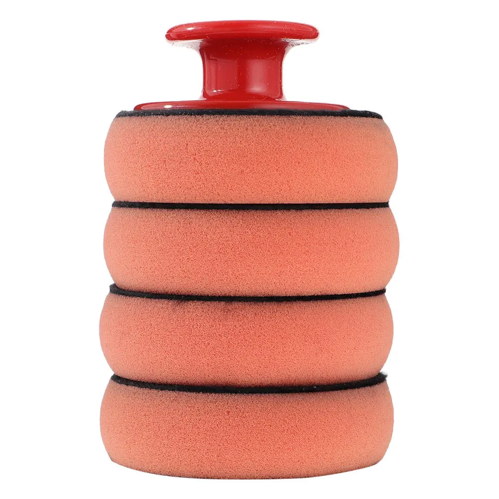 

Car Wax Applicator Pad with 1 Handle 4 Sponges Soft Orange Foam Polishing Tool for Waxing Washing Buffing Buffing Sponge Pads