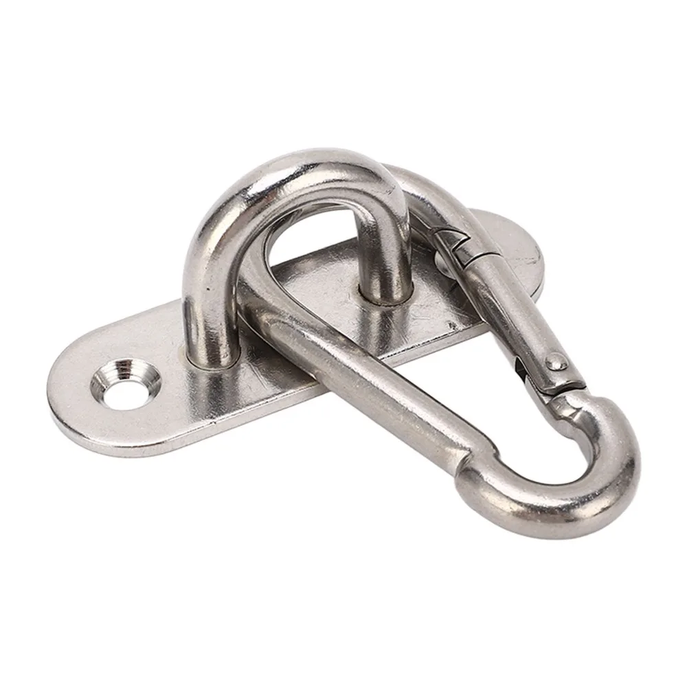 6 PCS Pad Eye Plate Ceiling Mount Hooks Fixed Disk Staple Hook Loop Stainless Steel Hooks U Type Fixing Hangers Staple Hook Loop