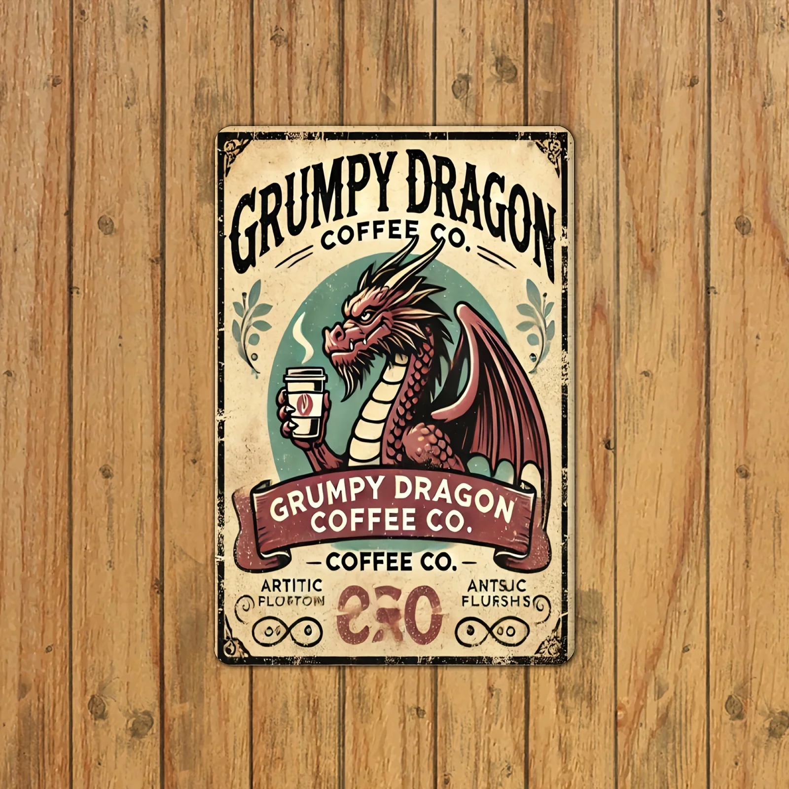 [ Dragon Metal Sign] Coffee Co. 1 Piece Vintage Tin Sign | Iron Foil Engraving Wall Art Decor for Hom