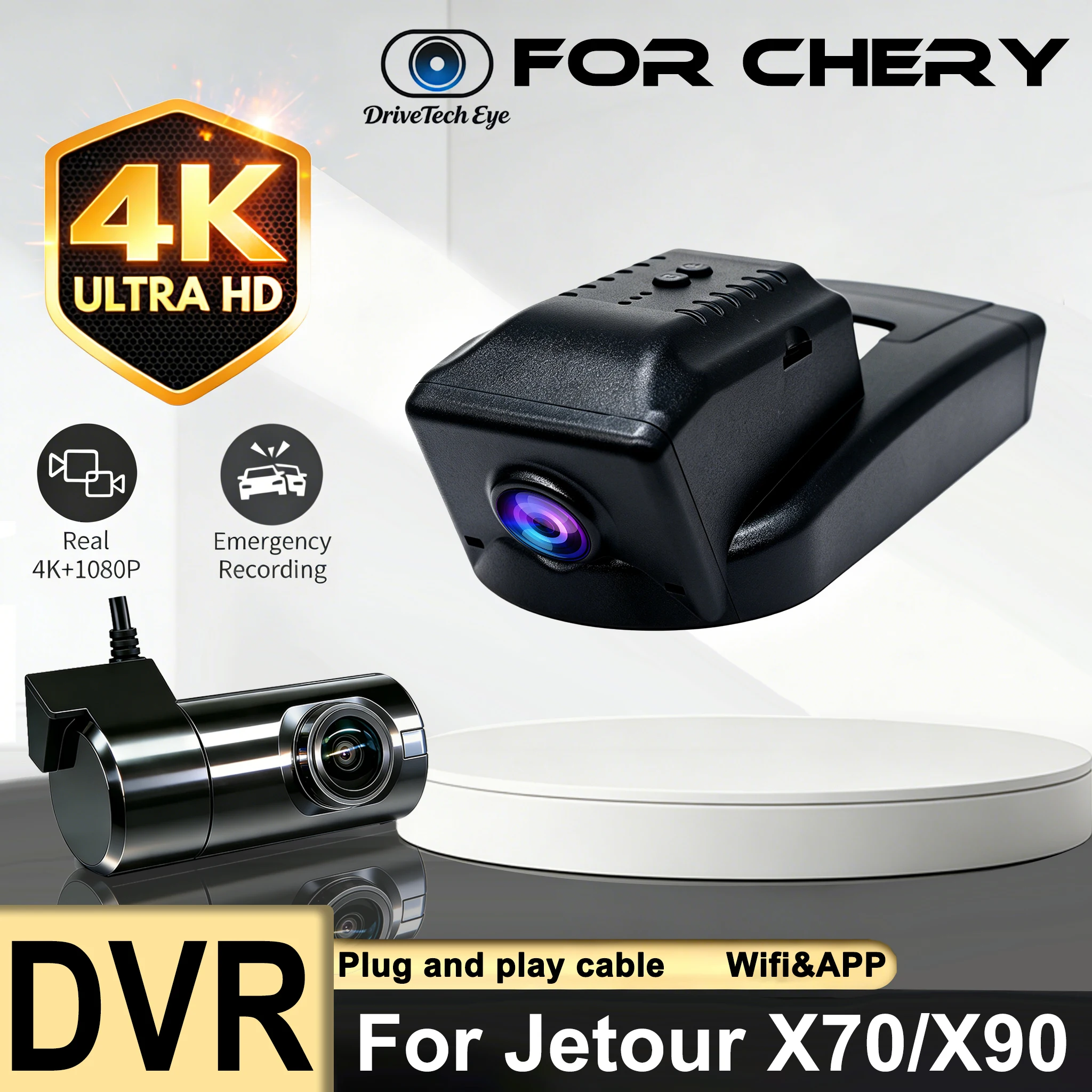 For Chery Jetour X70 X90 Low Version X70S X70 Plus 2019 2020 2021 2022 4K Plug And Play Car Video Recorder Wifi DVR Dash Camera