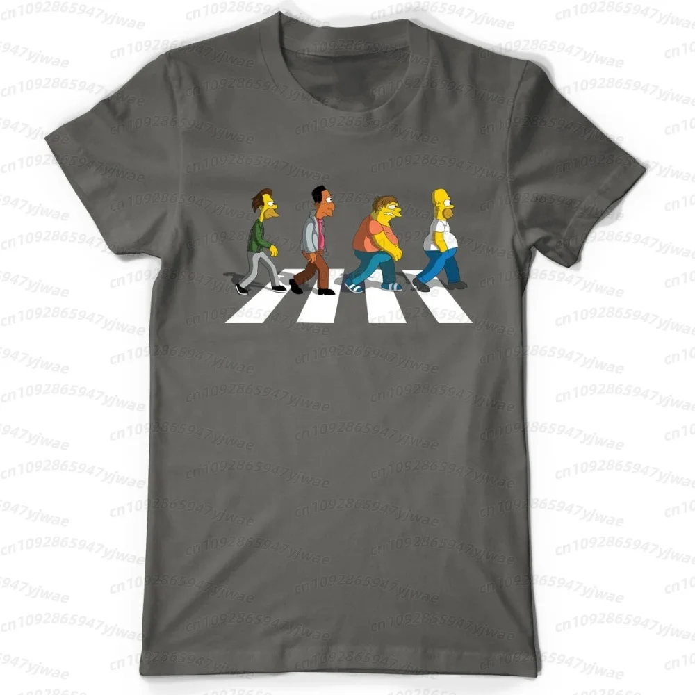 2026 Men Simpsons Dad Sidewalk Short Sleeve T Shirt Men Aesthetic Design Graphic Casual Streetwear Fashion Gift Top Men T Shirt view 3