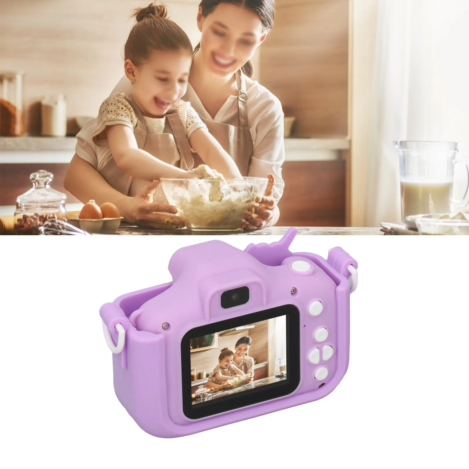 ZK20 Kindercamera Speelgoed Digitale Foto Video-opname Camcorder Leuke Cartoon Patroon Draagbare Camera voor Kind Paars