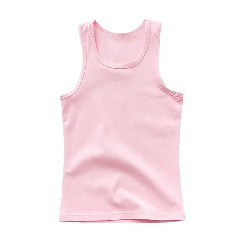 Girls Boys Tank Tops Kids Candy Color Sleeveless Vest 2024 Summer Teenagers Top Tees 3 To 14Yrs Children\'s Undershirts Clothes