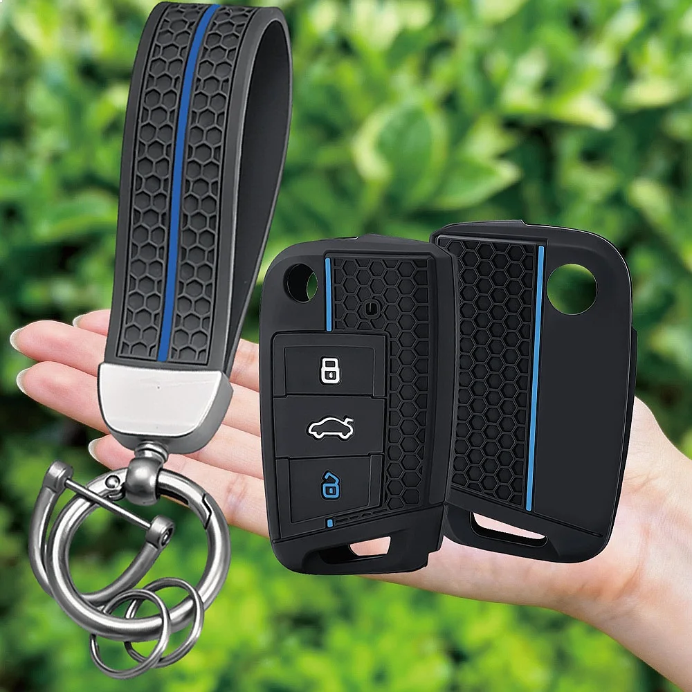 For VW Golf 7 GTI Polo T-Cross T-Roc Tiguan Skoda Octavia Kodiaq Seat Leon Key Case Cover Car Key Fob Shell Remote Key Cover