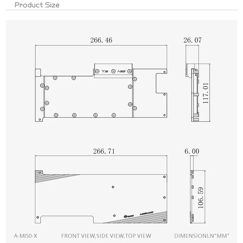 Bykski A-MI50-X GPU-Wasserblock, Verwendung für AMD Radeon Instinct MI50 Grafik/Grafikkarte, Acryl-Kupfer-Kühler, Kühler/ Ganzmetall