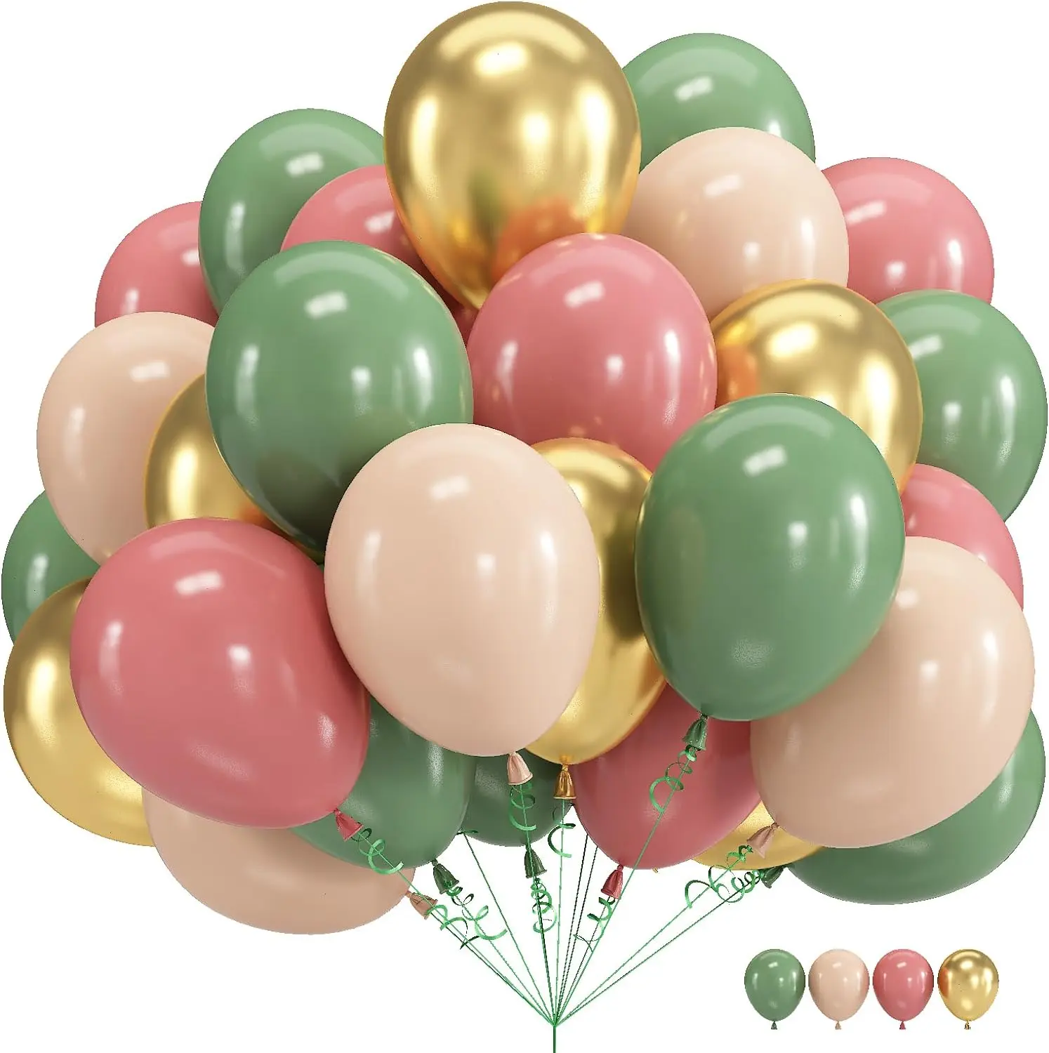 20pcs green and pink gold balloons, olive green balloons suitable for birthday jungle safari shower party decorations