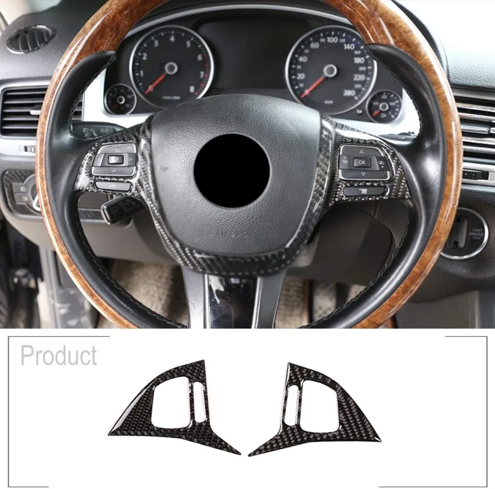 

Soft Carbon Fiber 3D Sticker Steering Wheel Button Frame Accessories For Volkswagen Touareg 2011-2018