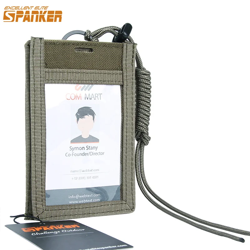 Sarung Kartu ID Taktis SPANKER ELITE Bagus Tempelan Leher Lanyard Dompet Organisator Kartu Kredit Tali Leher Dapat Disesuaikan