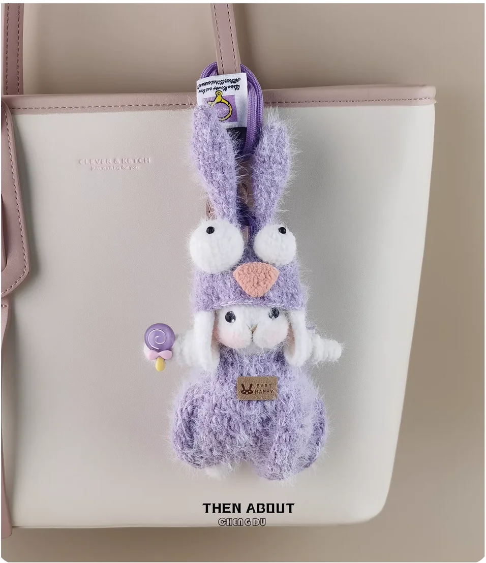 Cute goggle rabbit candy rabbit doll bag pendant Keychain backpack pendant gift