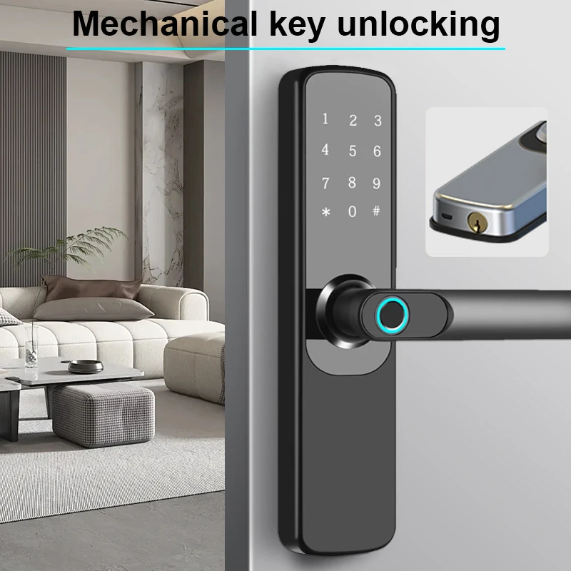 TUYA Smart Fingerprint Door Lock App Remote Control 9 Languages Voice Keyless WIFI Digital Touchscreen Lock NFC IP67 Waterproof